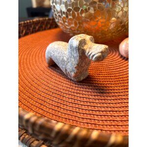 Vintage Stone Carved Dog Figure Decor 4"